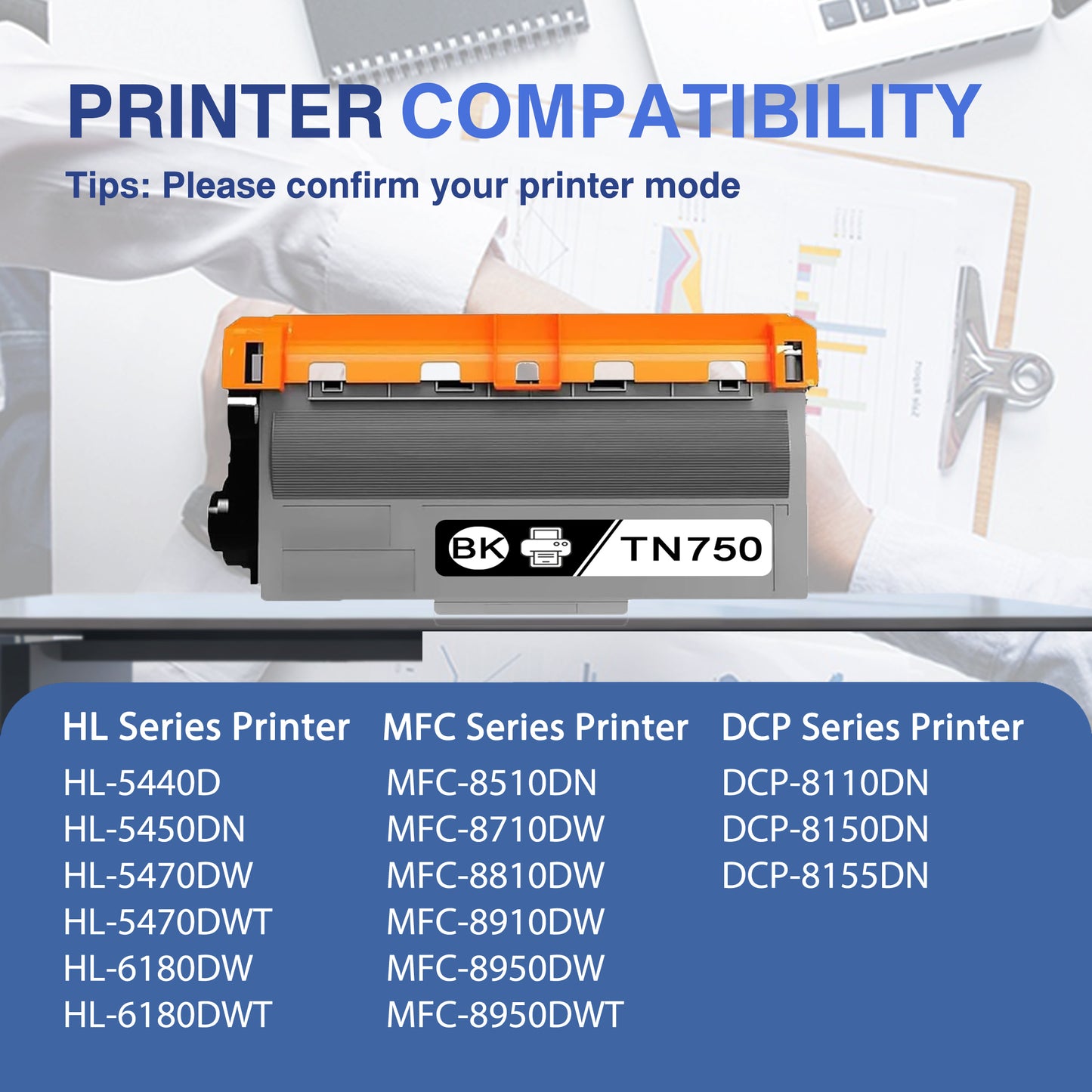 TN750 Toner Cartridges ZXTZX Compatibles for Brother TN750 Toner HL-5450DN MFC-8950DW Series Printers 1 Pack