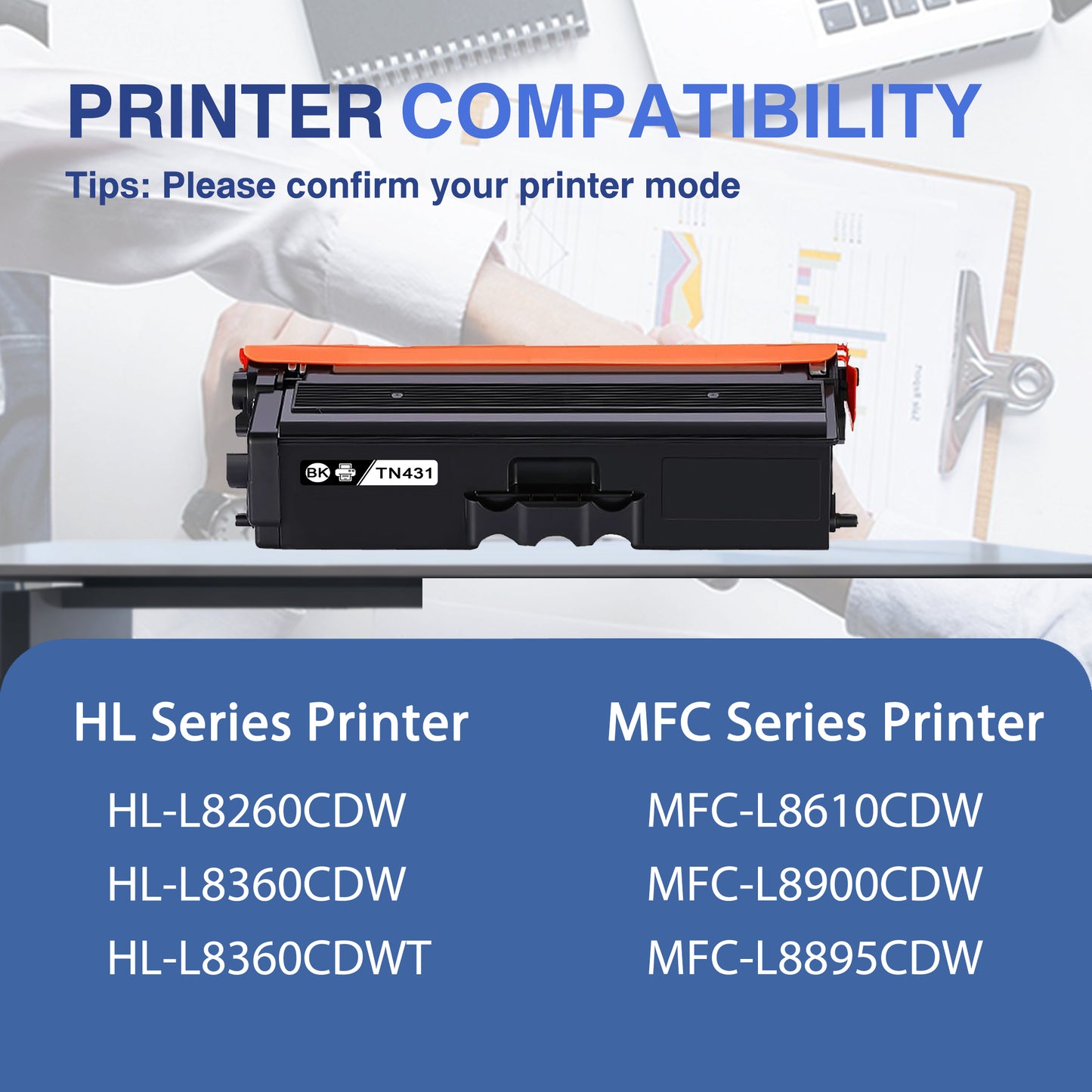 TN431 Toner Cartridges 4 Pack Black ZXTZX Compatibles for Brother TN431 Toner HL-L8260CDW MFC-L8610CDW Series Printers