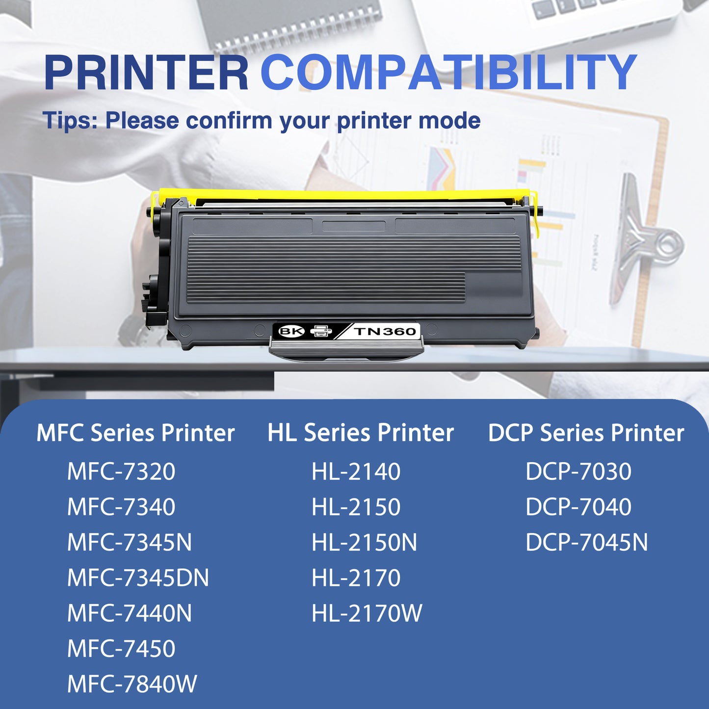 TN360 Toner Cartridge ZXTZX Compatibles for Brother TN360 Compatibles for MFC-7840W HL-2170W Series Printers 1 Pack Black