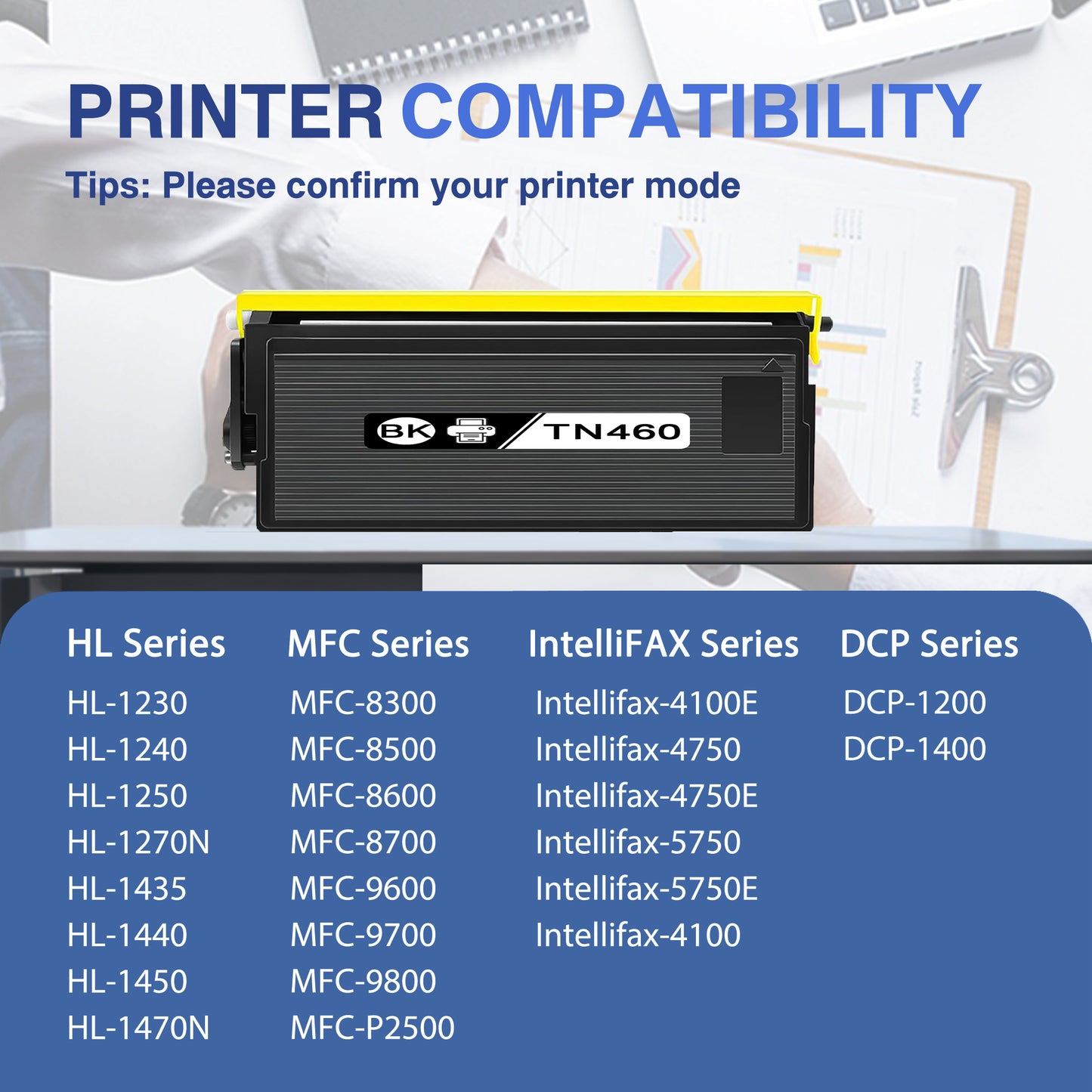 TN460 Toner Cartridge ZXTZX Compatibles for Brother TN-460 Compatibles for HL-1470N MFC-8600 Series Printers 1 Pack Black