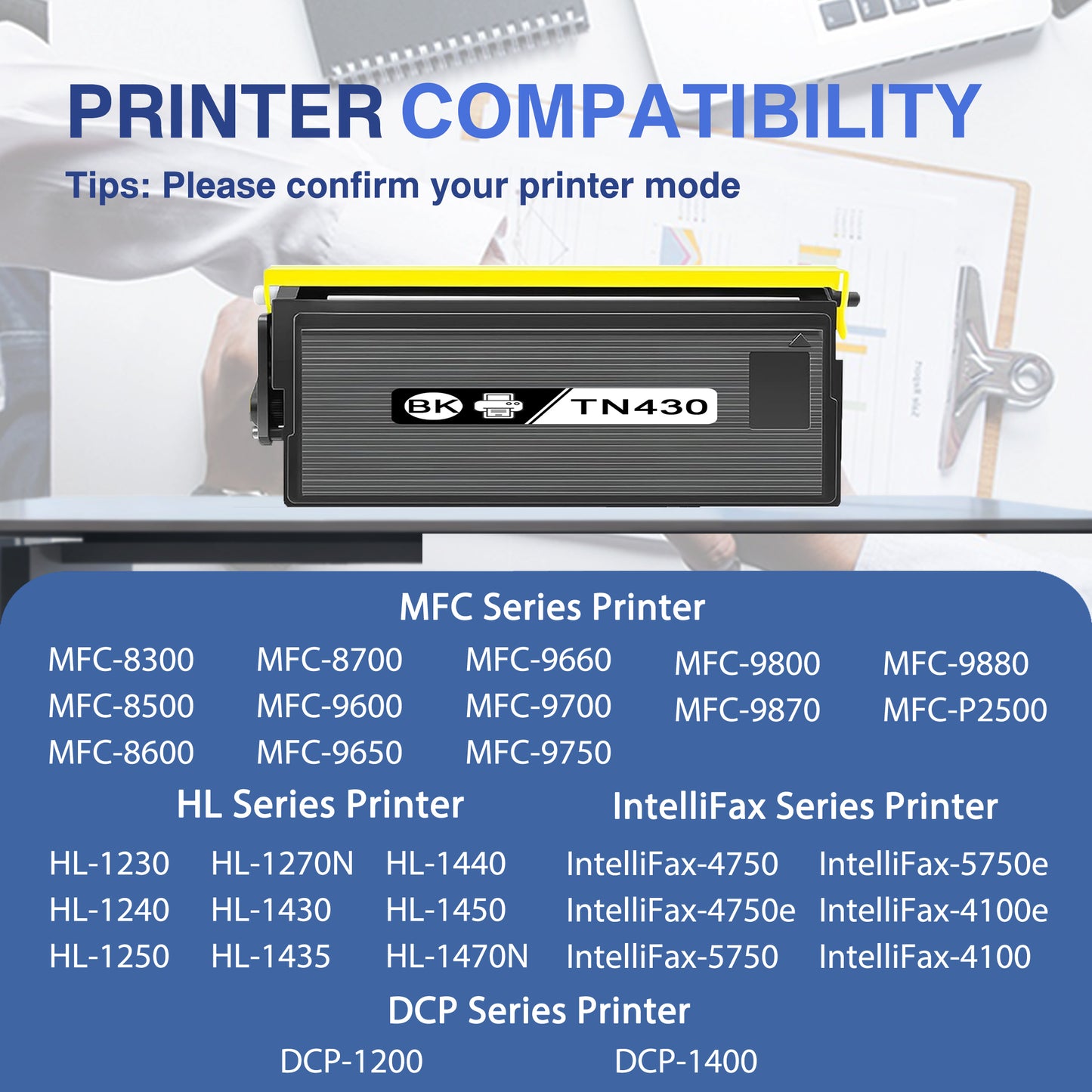 TN430 Toner Cartridges Black ZXTZX Compatibles for Brother TN430 Toner HL-1270N MFC-9660 IntelliFax-4750 Series Printers 1 Pack