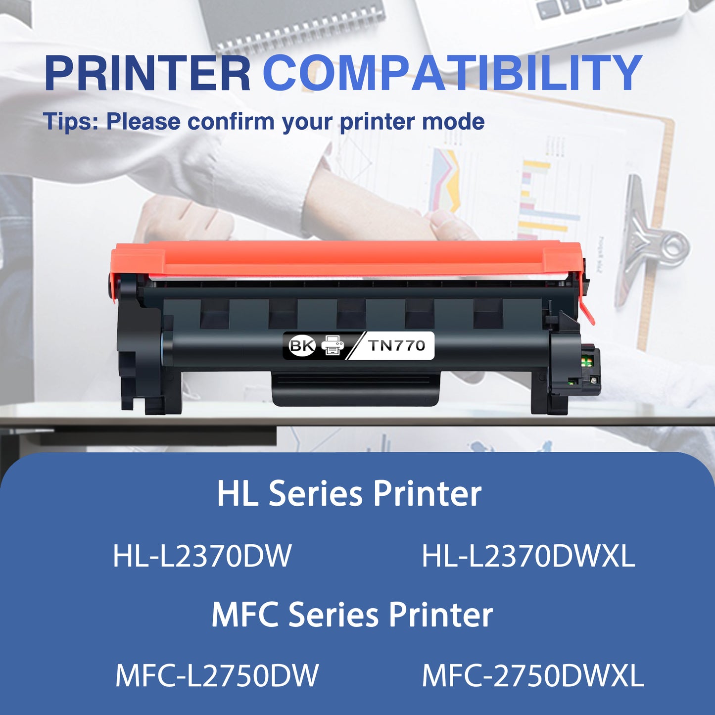 TN770 Toner Cartridges ZXTZX Compatibles for Brother TN770 Toner HL-L5215DW MFC-L2750DWXL Series Printers 1 Pack