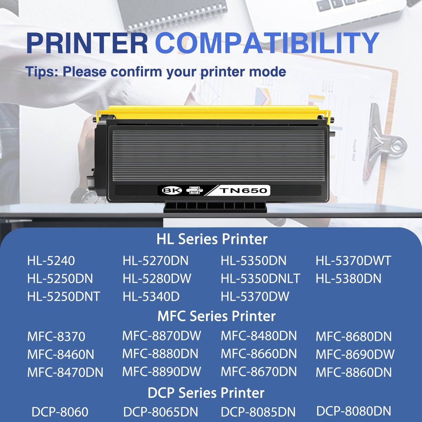 TN650 ZXTZX Compatible Black Toner Cartridge 1-Pack for Brother HL-5370DW MFC-8480DN(1 Pack)