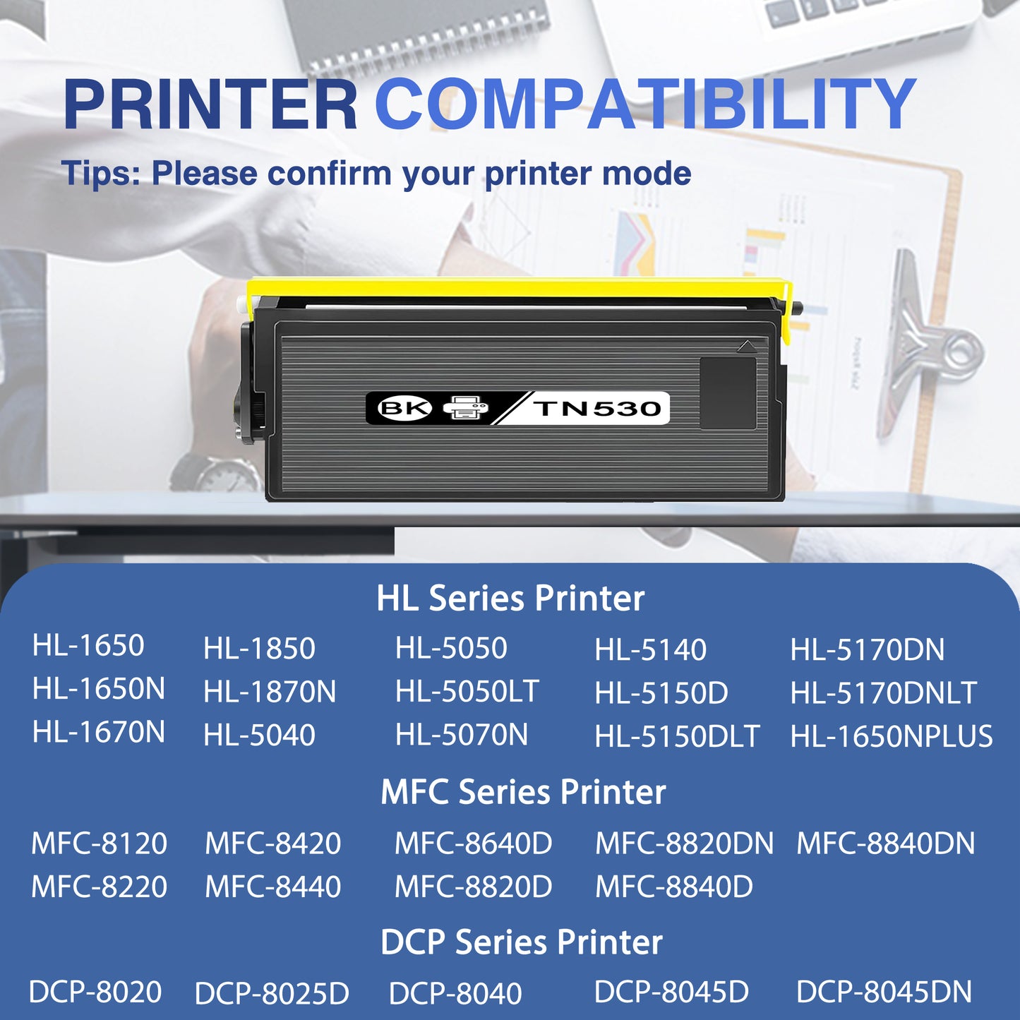TN530 Toner Cartridge ZXTZX Compatibles for Brother TN530 Compatibles for HL-5170DN MFC-8840DN Series Printers 1 Pack Black
