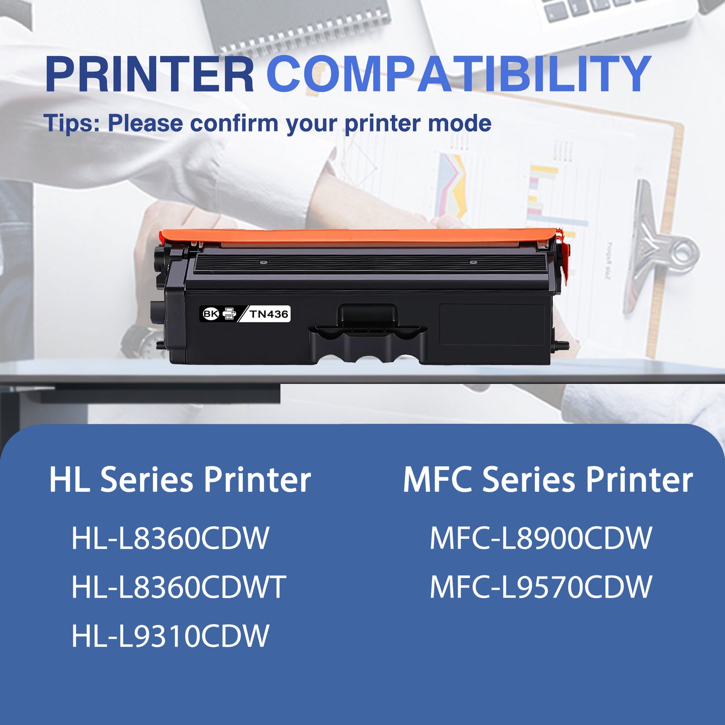 TN436 ZXTZX Toner Cartridges Compatibles for Brother TN436 Toner HL-L8360CDW MFC-L8900CDW Series Printers 1 Pack Black