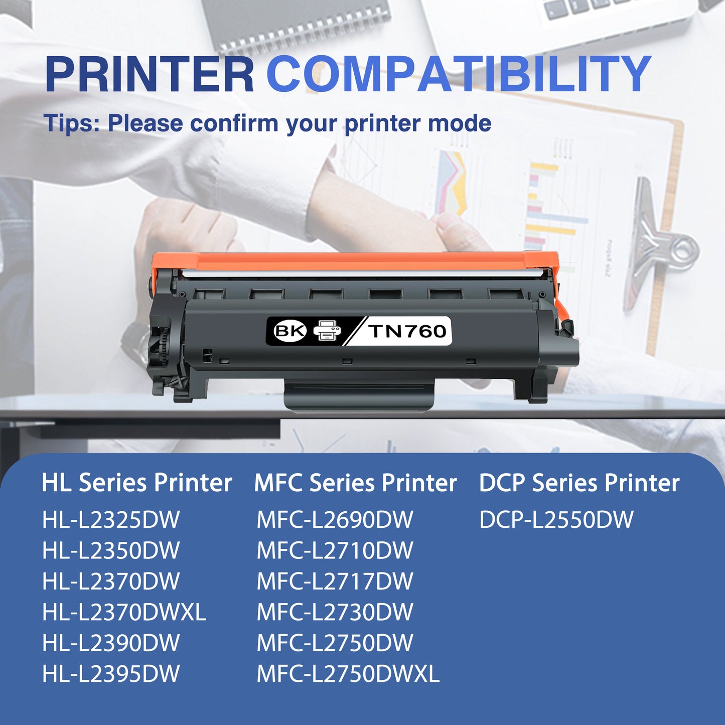TN760 Toner Cartridge ZXTZX Compatibles for Brother TN-760 TN730 with HL-L2350DW MFC-L2710DW Series Printers 2 Pack Black