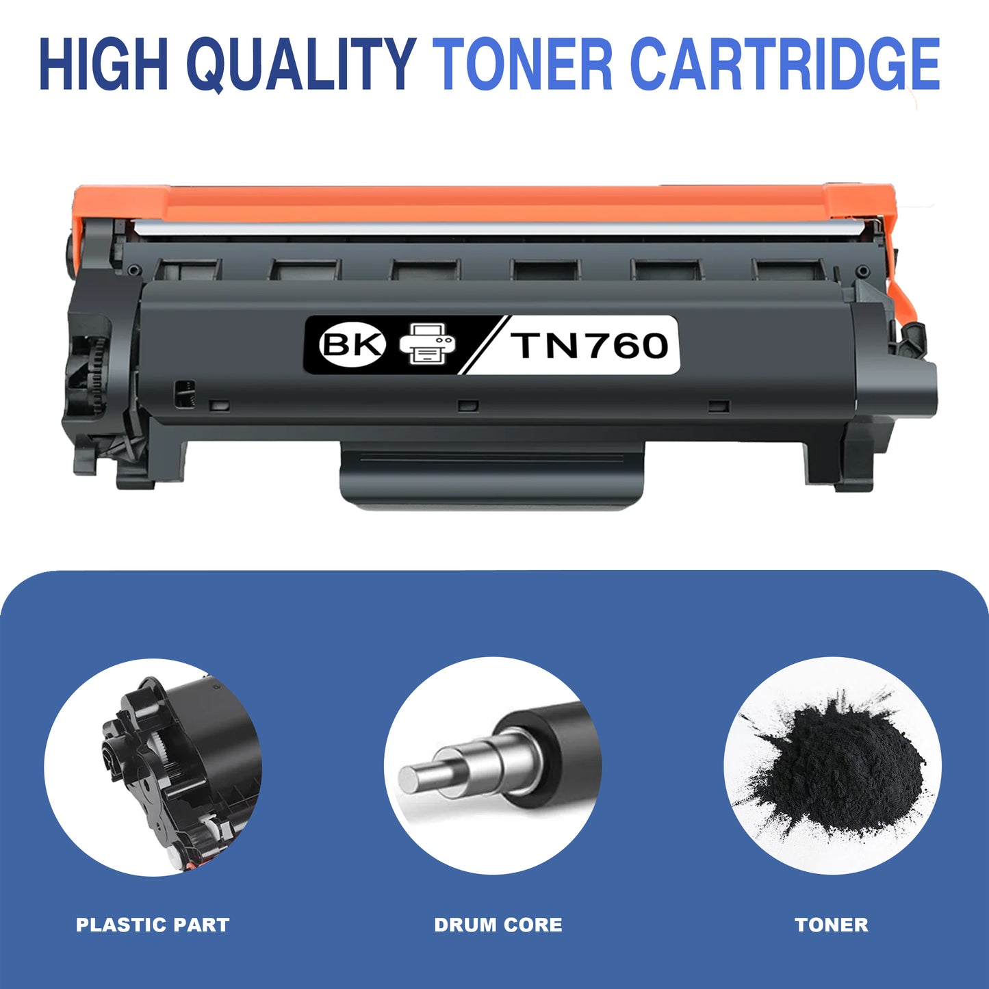 TN760 Toner Cartridge ZXTZX Compatibles for Brother TN-760 TN730 with HL-L2350DW MFC-L2710DW Series Printers 2 Pack Black