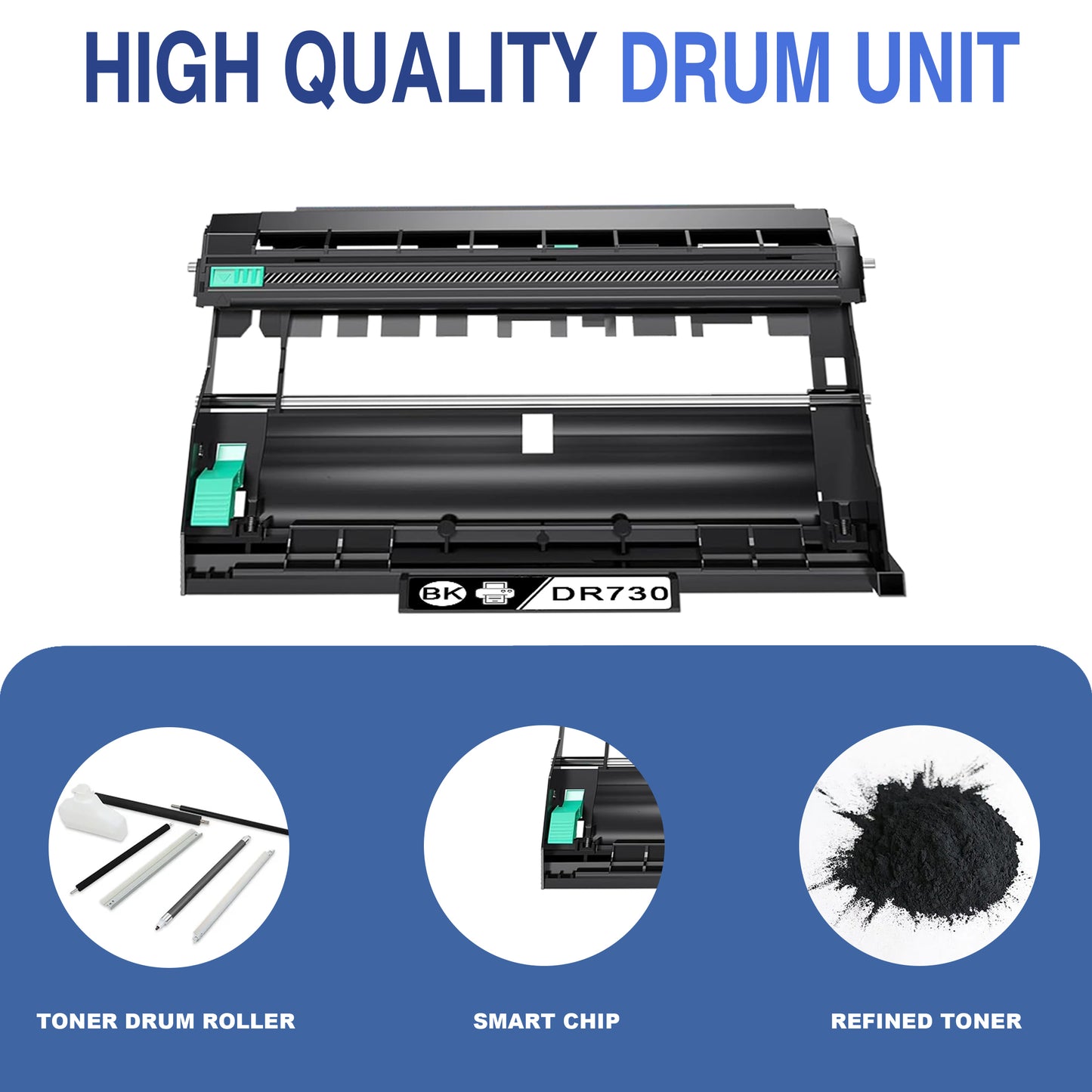 DR730 Drum Unit Black ZXTZX Compatible for Brother for HL-L2370DW MFC-L2750DW MFC-L2750DWXL Series Printers 2 Pack