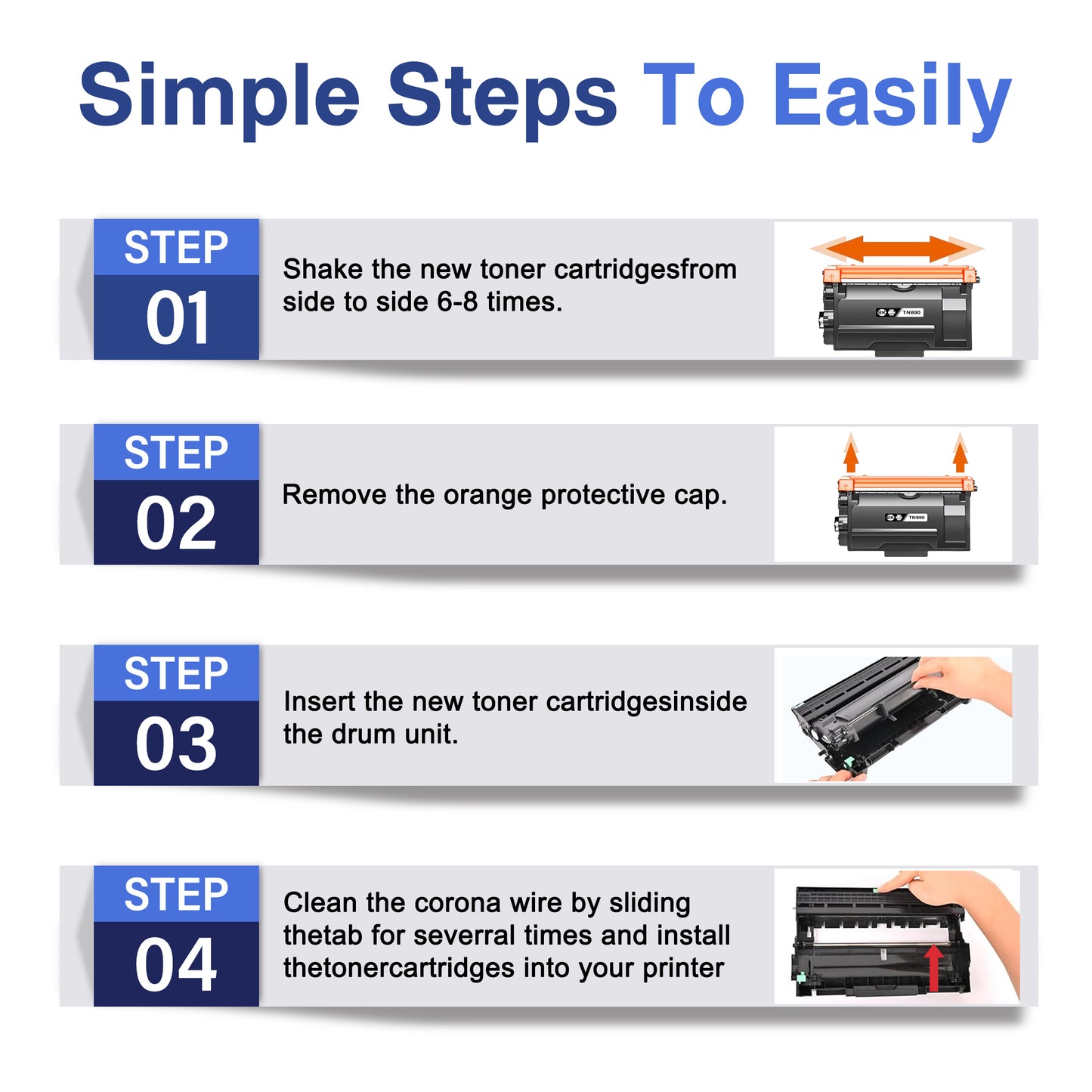TN890 Toner Cartridge ZXTZX Compatibles for Brother TN-890 Compatibles for HL-L6250DW MFC-L6900DW Series Printers 4 Pack Black