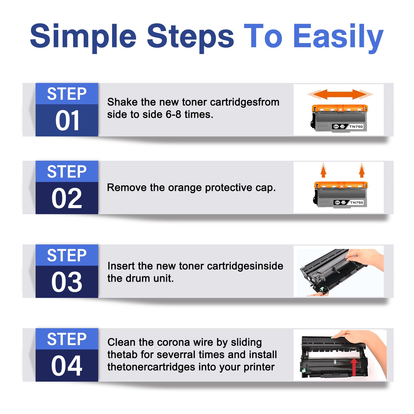 TN750 2 Pack Toner Cartridges ZXTZX Compatibles for Brother TN750 Toner HL-5450DN MFC-8950DW Series Printers
