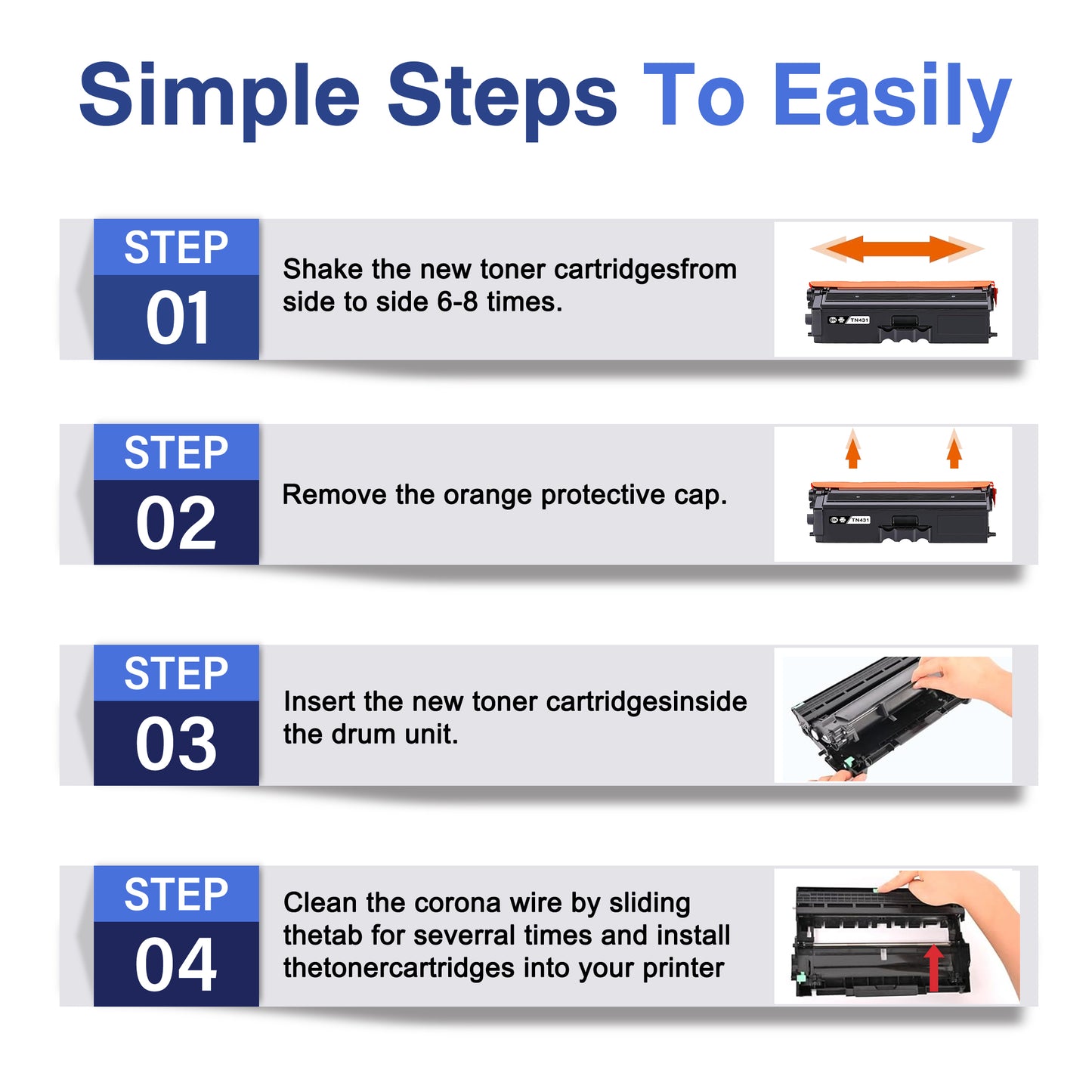 TN431 Toner Cartridges 3 Pack Black ZXTZX Compatibles for Brother TN431 Toner HL-L8260CDW MFC-L8610CDW Series Printers