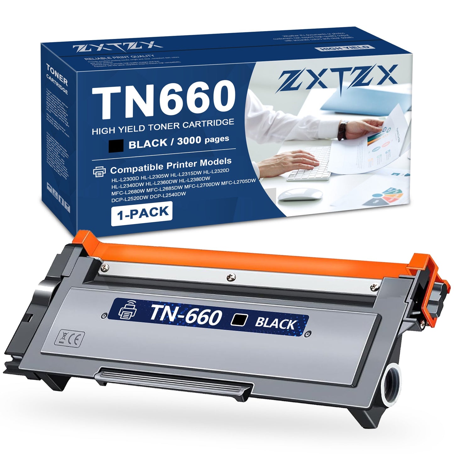 TN-660 TN660 Toner Black Compatible for Brother TN660 TN630Toner Cartridges for DCP-L2520DW DCP-L2540DW HL-L2320D MFC-L2705DW Printer (1 Pack)