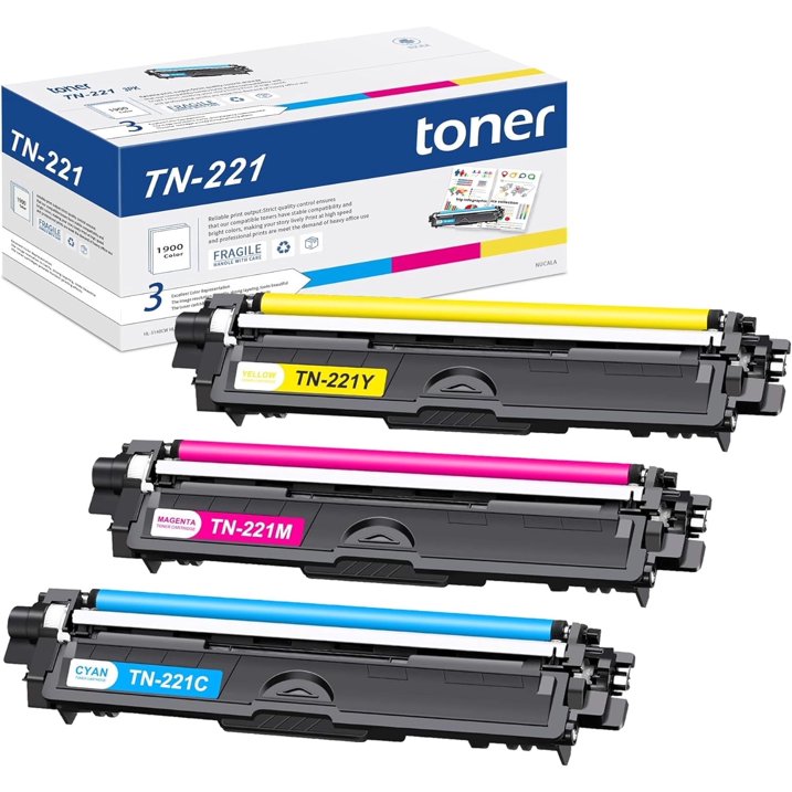 TN221 Toner Cartridge 3PK Compatible for Brother TN-221 Toner for MFC-9340CDW MFC-9130CW Printer