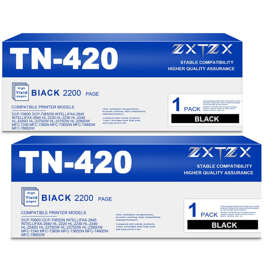 TN420 Toner Compatible for Brother TN420 2 Pack Black Toner Cartridges Printer
