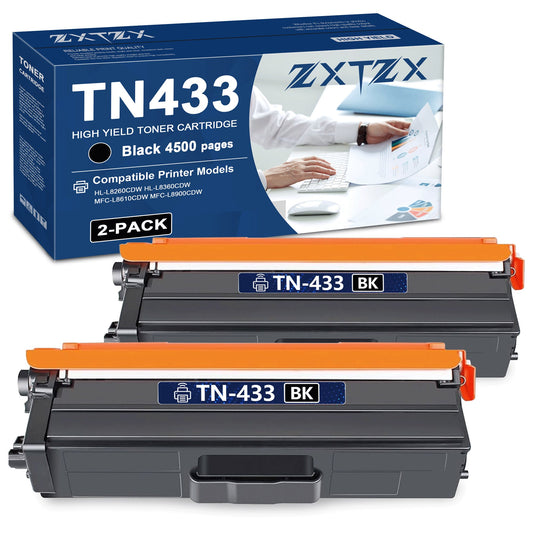 TN433 Toner Black Compatible for Brother TN433 Toner Cartridges for L8260CDWT L8900CDW Printer 2-Pack (Black)