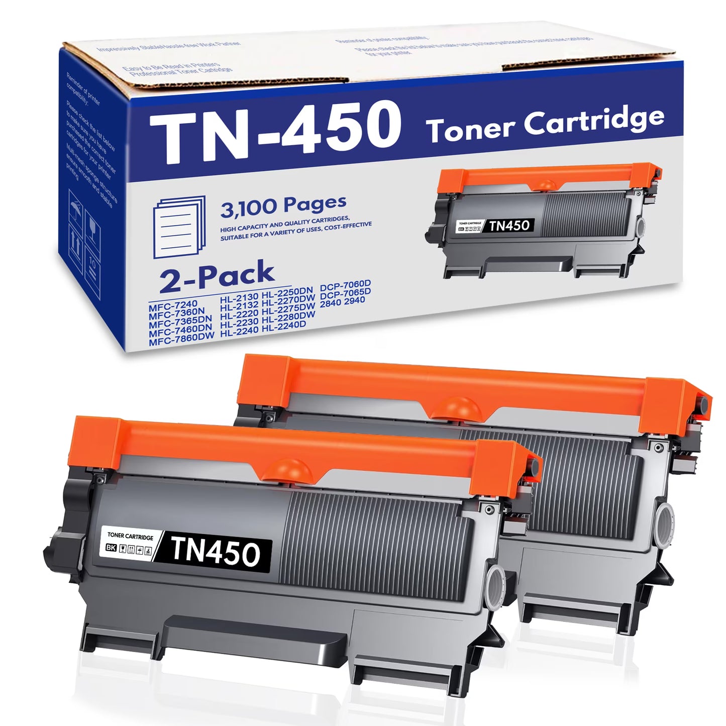 TN450 Toner Cartridges Compatible for Brother TN-450 TN 450 Toner Cartridge TN420 TN 420 for HL-2240 MFC-7460DN DCP-7065D Printer (1-Pack, Black)