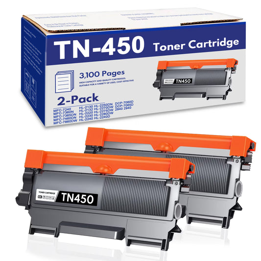TN450 Toner Cartridges Compatible for Brother TN-450 TN 450 Toner Cartridge TN420 TN 420 for HL-2240 MFC-7460DN DCP-7065D Printer (1-Pack, Black)
