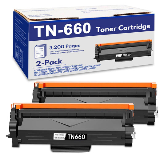 TN660 Toner Cartridge Compatible for Brother TN660 TN-660 TN 660 Toner Cartridges for MFC-L2700DW L2740DW HL-L2315DW DCP-L2520DW Printer (2 Pack,Black)