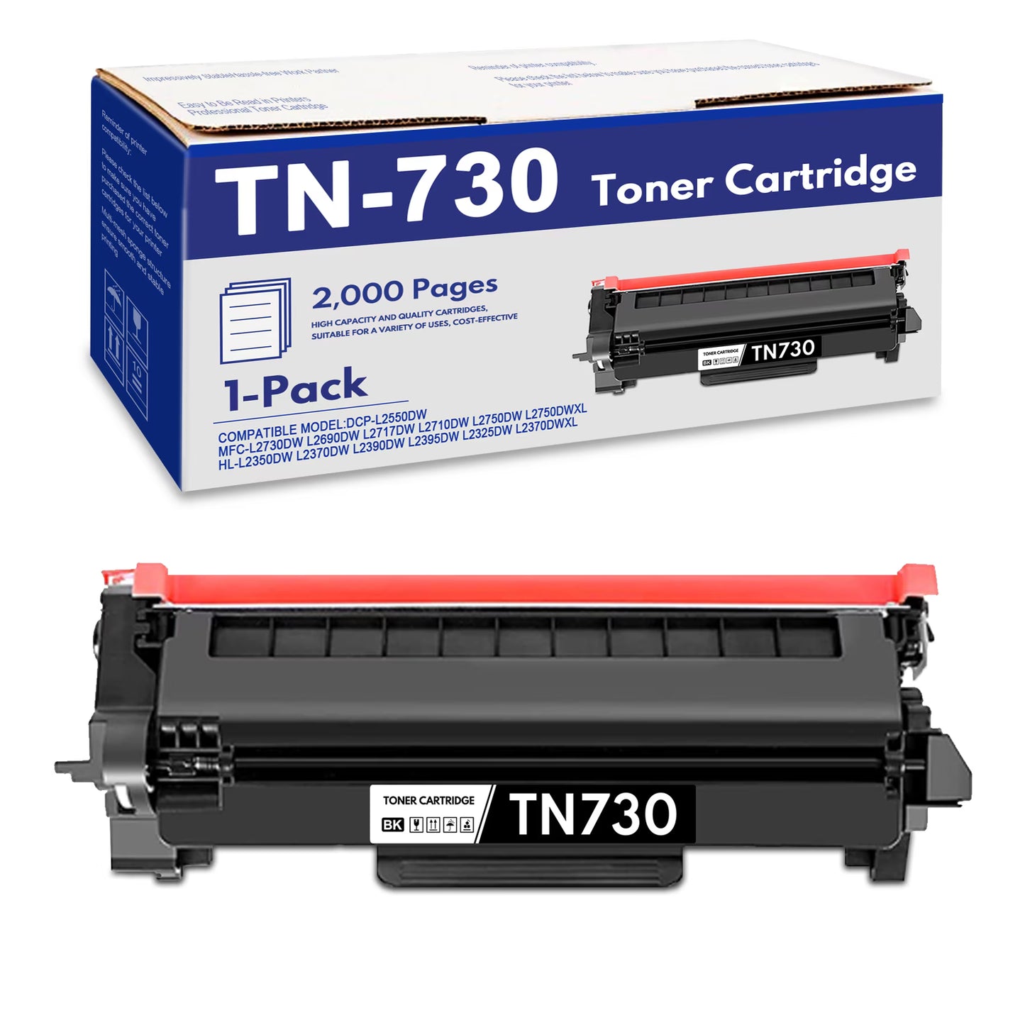 TN730 Toner Cartridge Compatible for Brother TN730 TN-730 TN 730 Toner Cartridges for MFC-L2750DWXL HL-L2370DW DCP-L2550DW Printer (Black,1 Pack)