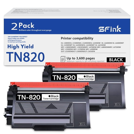 TN820 TN-820 Toner Cartridge 2-Pack Black Compatible for Brother TN 820 TN850 TN-850 Toner Cartridges for HL-L6200DW MFC-L5850DW MFC-L5900DW Printer