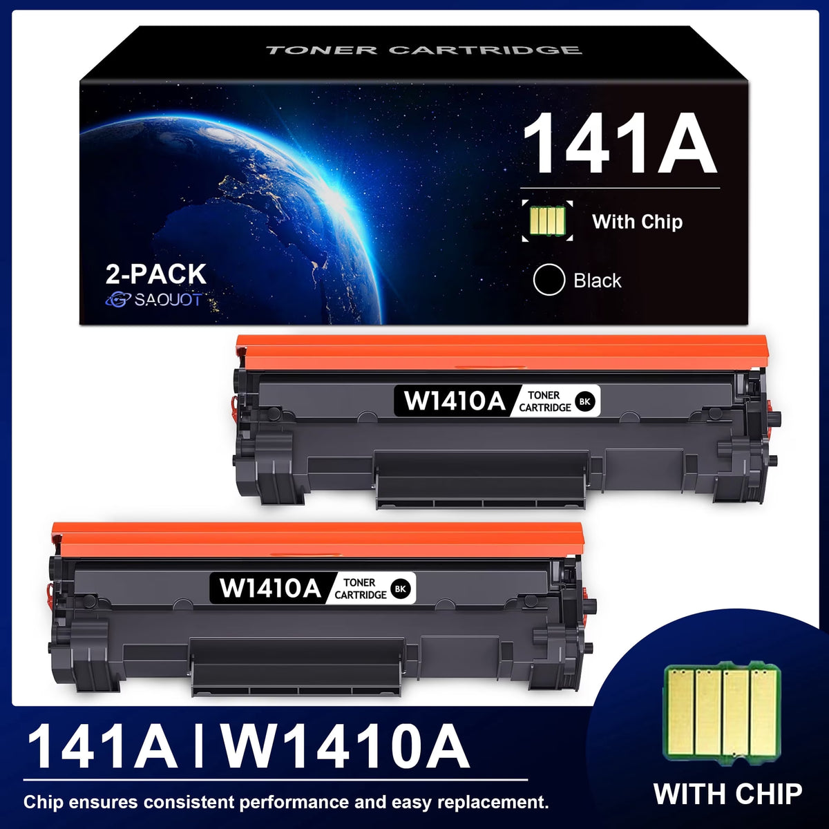W1410A Toner Cartridge (with Chip) Replacement for HP 141A M110w M110we MFP M140w M140we M139we Printer(2 x 141A Toner Cartridge)