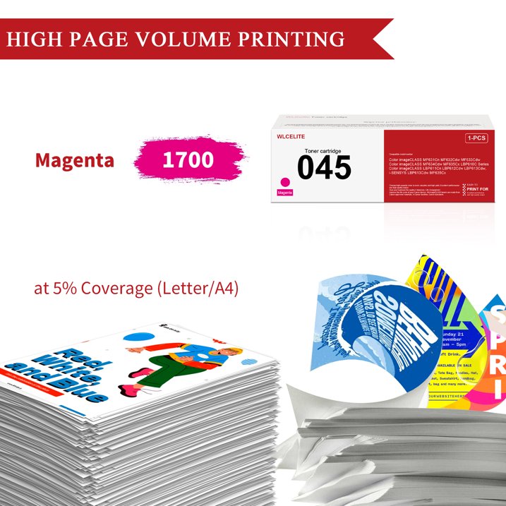 045 Magenta Toner Compatible for Canon 045 Toner Cartridge For MF634Cdw MF635Cx Printer