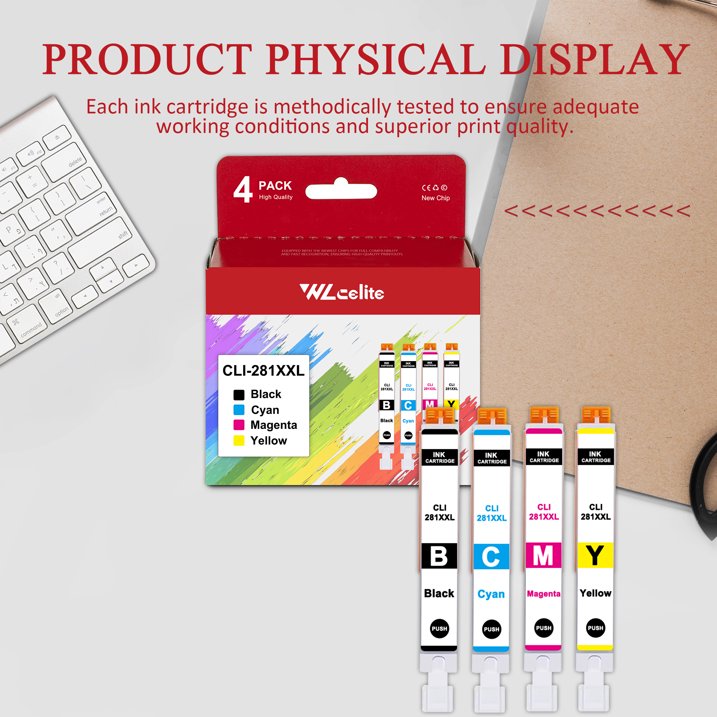 CLI 281XXL Ink Cartridge Compatible for Canon 281XXL Ink Cartridges for PIXMA TS6220 TS6320 Printer (4 PK)