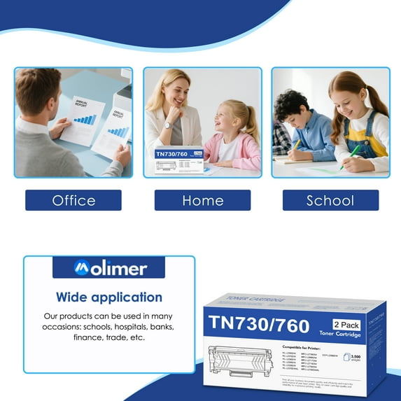 TN730/TN760 Toner Cartridge 2-Pack Black Compatible for Brother TN730 TN 730 TN-730 TN760 TN-760 TN 760 Toner Cartridges for MFC-L2710DW MFC-L2730DW HL-L2395DW HL-L2370DW DCP-L2550DW Printer