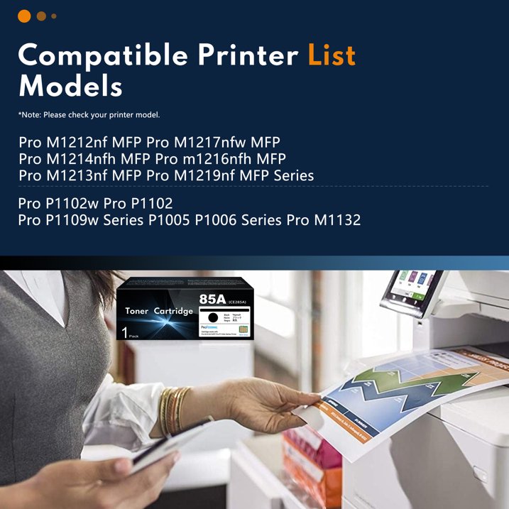 85A Toner Cartridge Compatible for HP 85A CE285A Toner for Pro P1102w MFP M1217nfw M1212nf P1102 Ink Printer, 1 Black