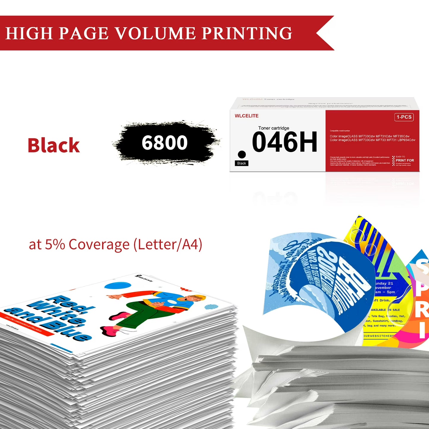 046H Black Toner Compatible for Canon 046H 046 Toner Cartridge Printer