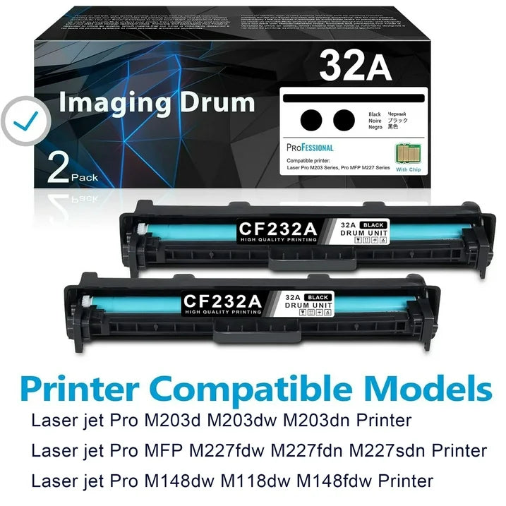 32A Lmaging Drum compatible for HP Laserjet 32A Drum Unit CF232A for Pro M118dw Printer（2 Pack）