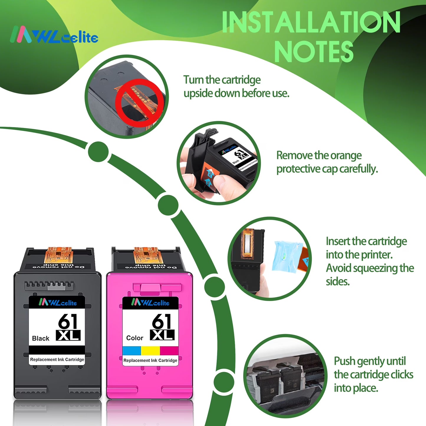 61XL Ink Cartridges Compatible for 61 Ink Cartridge for Printer ink 61 Comb Pack for Envy 4500 5530 4502 Deskjet 1000 2540 Officejet 4635 4630 Printer (Black,Tri-color)