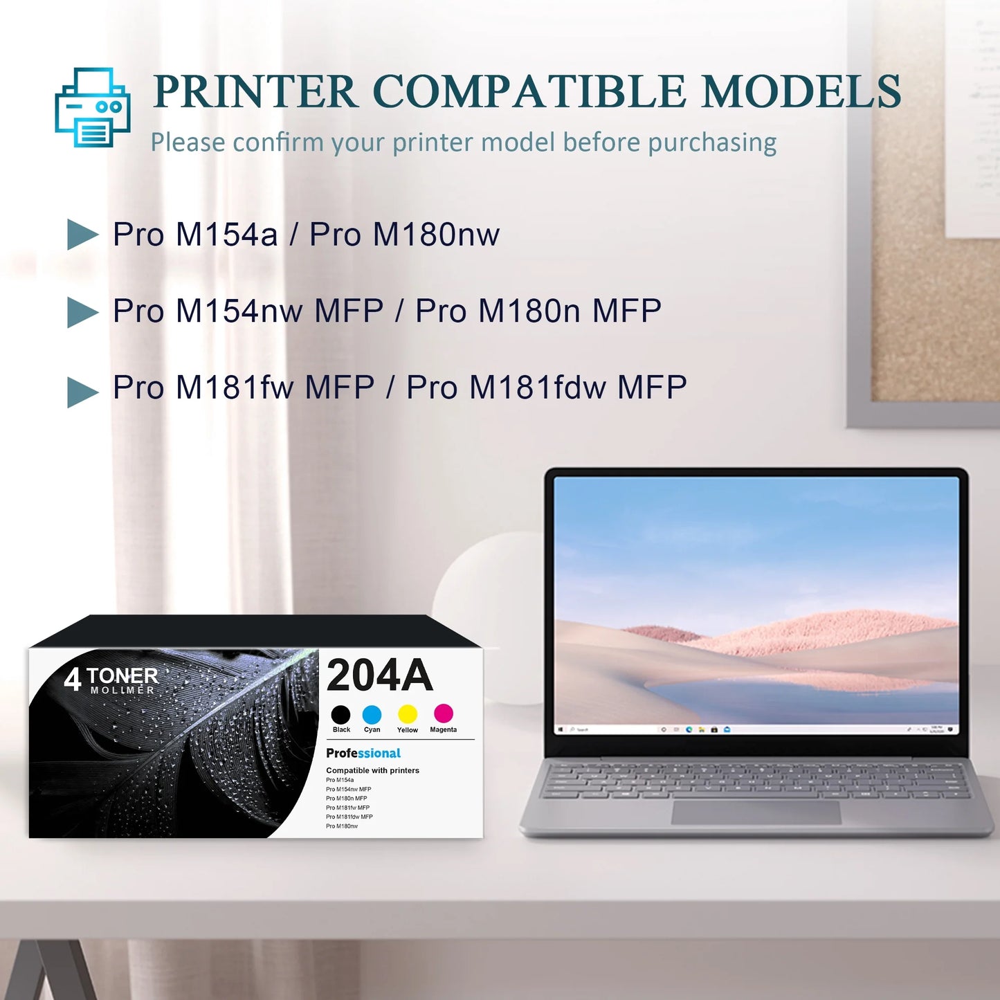 204A | CF510A CF511A CF512A CF513A Toner Cartridge 4 Pakc Compatible for Pro M154a M154nw MFP M180n M180nw Printers