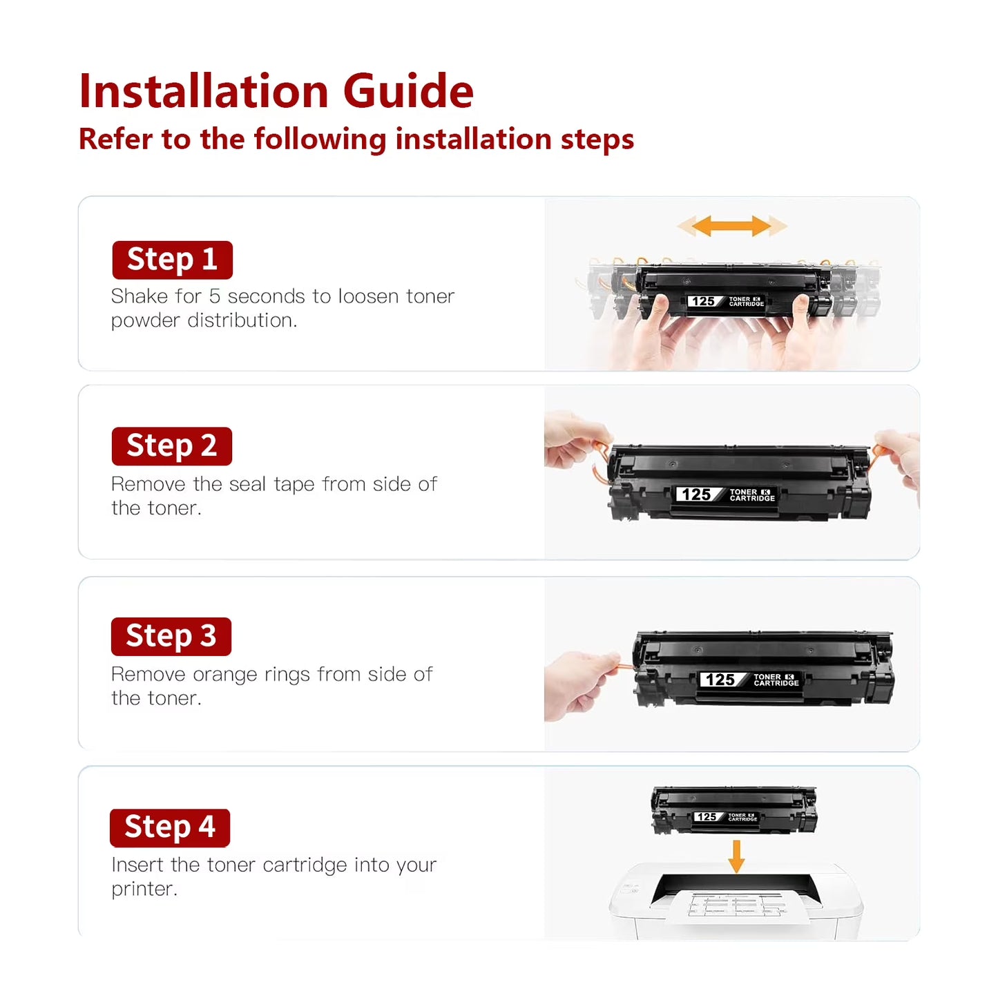 CRG 125 Toner Compatible for Canon CRG125 Toner Cartridge for ImageCLASS LBP6030w LBP6000 MF3010 Printer