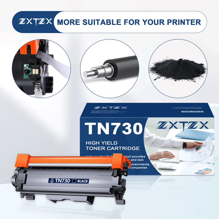TN730 Toner Cartridge 2-Pack Black Compatible for Brother TN730 TN 730 TN-730 Toner Cartridges for DCP-L2550DW MFC-L2710DW MFC-L2730DW HL-L2395DW HL-L2370DW Printer