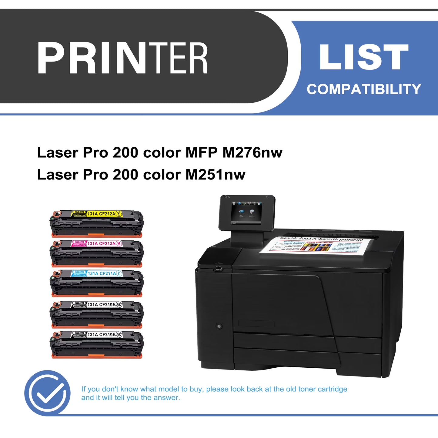 131A CF210A Toner Cartridge 5-Pack Compatible for 131A CF210A Toner Cartridges for Laser Pro 200 color M251, MFP M276 Series Printer (2 Black, 1 Cyan, 1 Magenta, 1 Yellow)