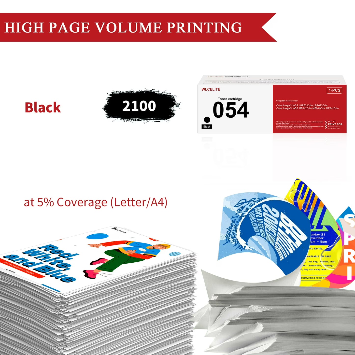 054 ‎CRG 054 Toner Cartridge Compatible for Canon 054 Toner Cartridge for LBP622Cdw LBP623Cdw Printer(Black)