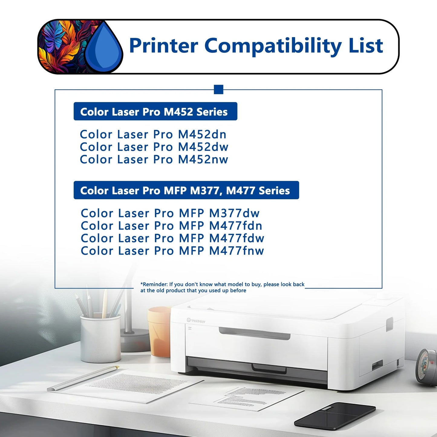 410X Toner Cartridge 4 Pack Compatible for HP 410X CF410X CF411X CF413X CF412X For Color Laser Pro M452 Series, Color Laser Pro MFP M377, M477 Series Printers | Black, Cyan, Magenta, Yellow
