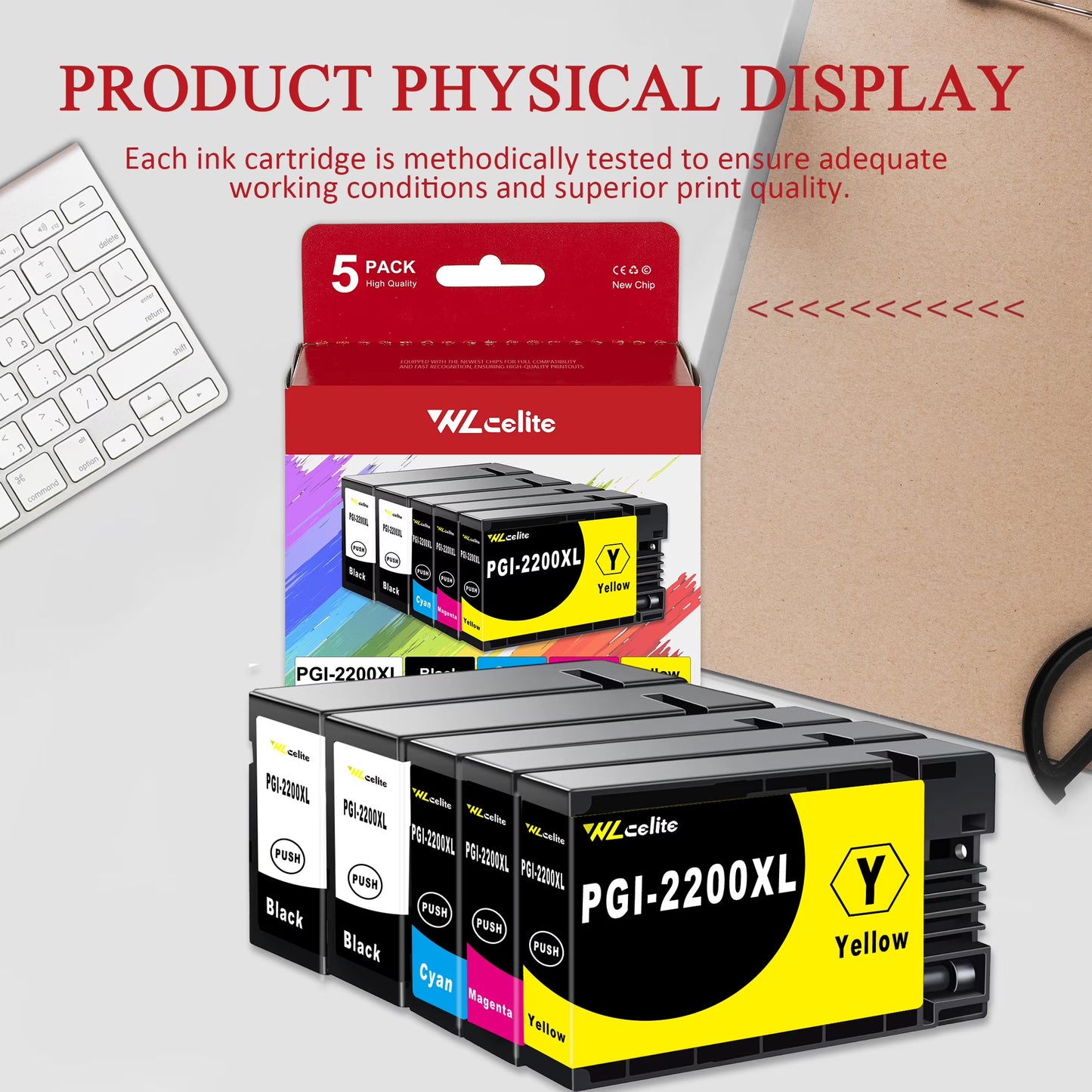 2200XL Ink Cartridge Compatible for Canon PGI 2200XL Ink Cartridges for IB4020 MB5020 MB5320 Printer (5 Pack)