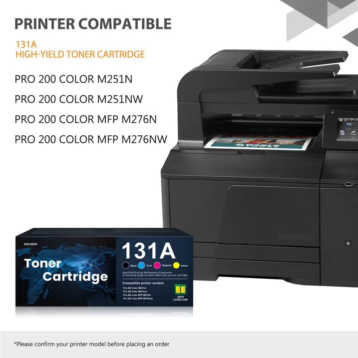 131A CF210A CF211A CF213A CF212A Toner Cartridge (With Chip) Compatible for 131A M251n M251nw Printer (Black, Cyan, Magenta, Yellow)