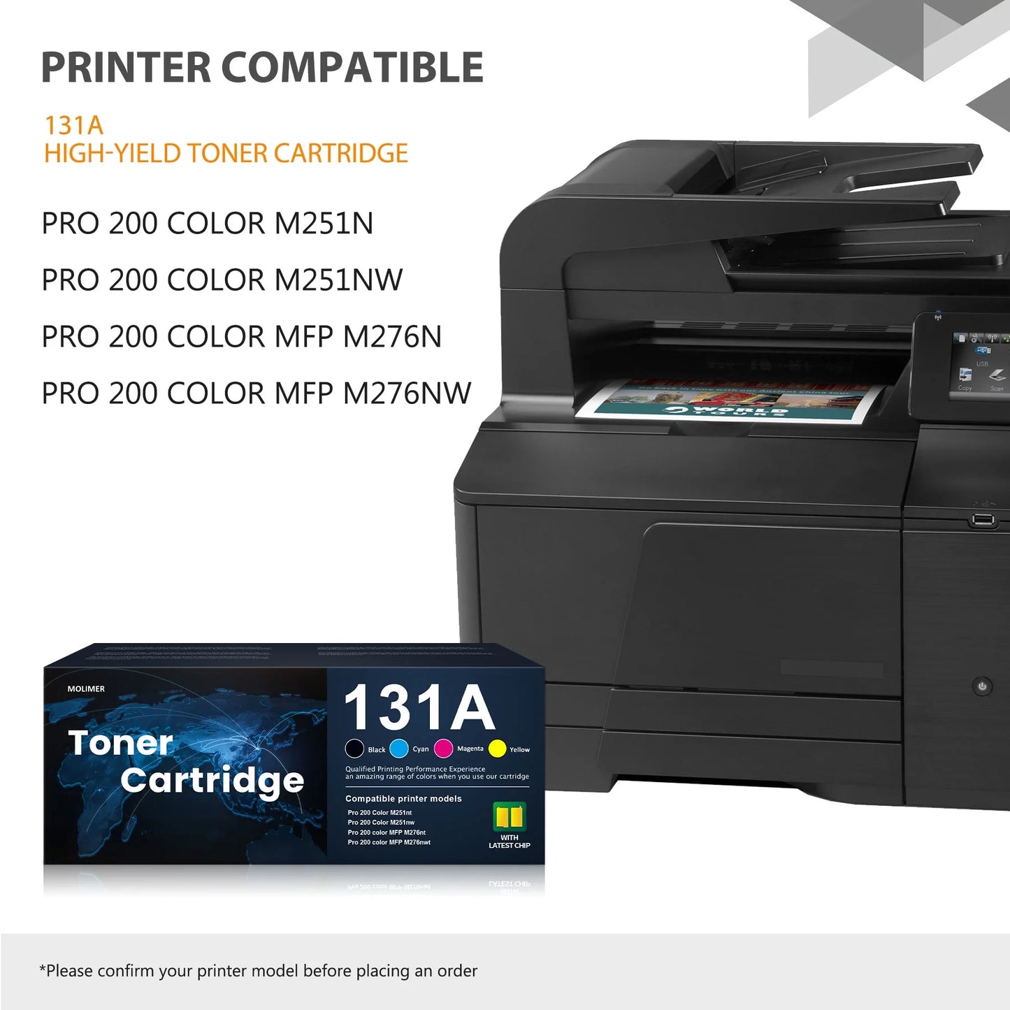 131A CF210A CF211A CF213A CF212A Toner Cartridge (With Chip) Compatible for HP 131A M251n M251nw Printer (Black, Cyan, Magenta, Yellow)