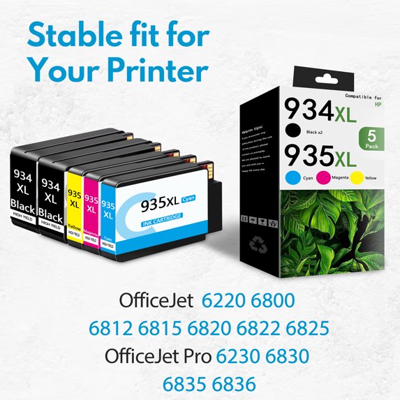 5 Pack 934xl 935xl Ink cartridge Compatible for 934 935 Ink cartridge Combo Pack for 6830 6230 6835 Printers