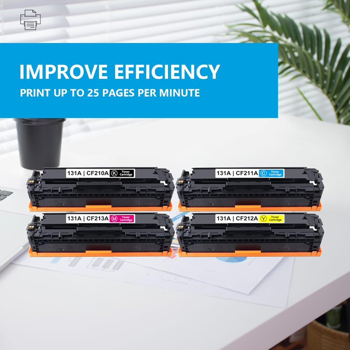 131A CF210A CF211A CF213A CF212A 4-Color Set Toner Cartridge (With Chip) | Compatible for 131A M276n M276nw Printer | 1BK+1C+1M+1Y