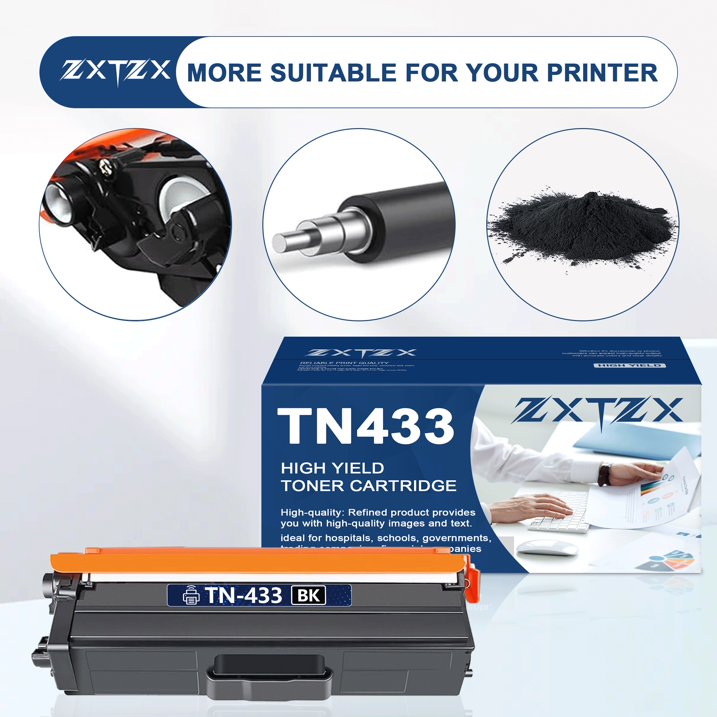 TN433 Toner Black Compatible for Brother TN433 Toner Cartridges for L8260CDWT L8900CDW Printer 2-Pack (Black)