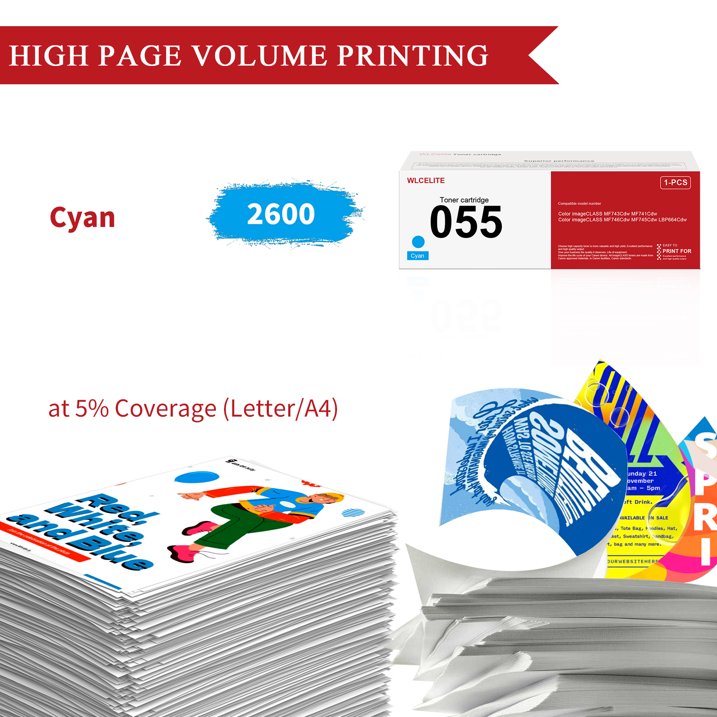 055 Toner Cartridge Replacement for Canon 055 High Yield Toner Cartridge for Color image CLASS MF743Cdw MF741Cdw Printer