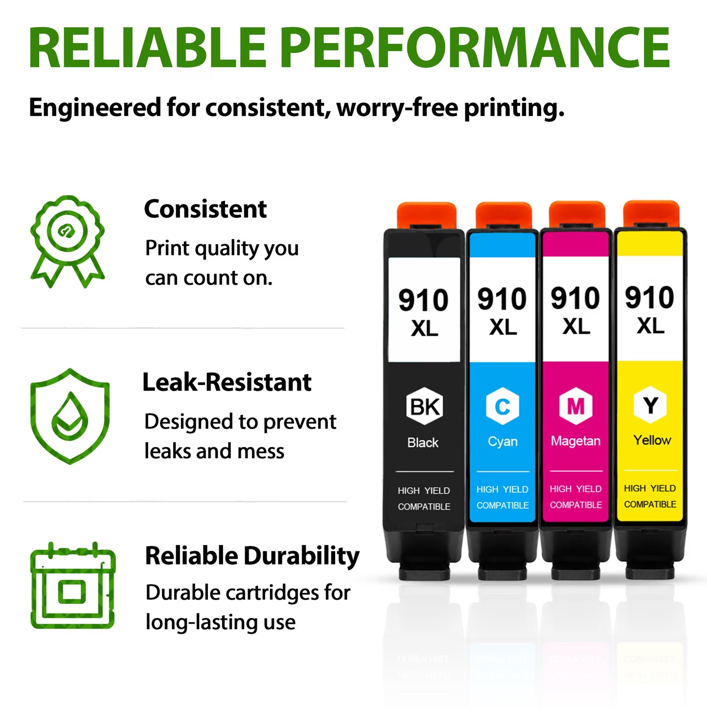 910XL Ink Cartridges Combo Pack Compatible for 910 xl 910 Ink Cartridges Works with OfficeJet Pro 8020e 8025e 8035e 8028e Printers (4-Pack)