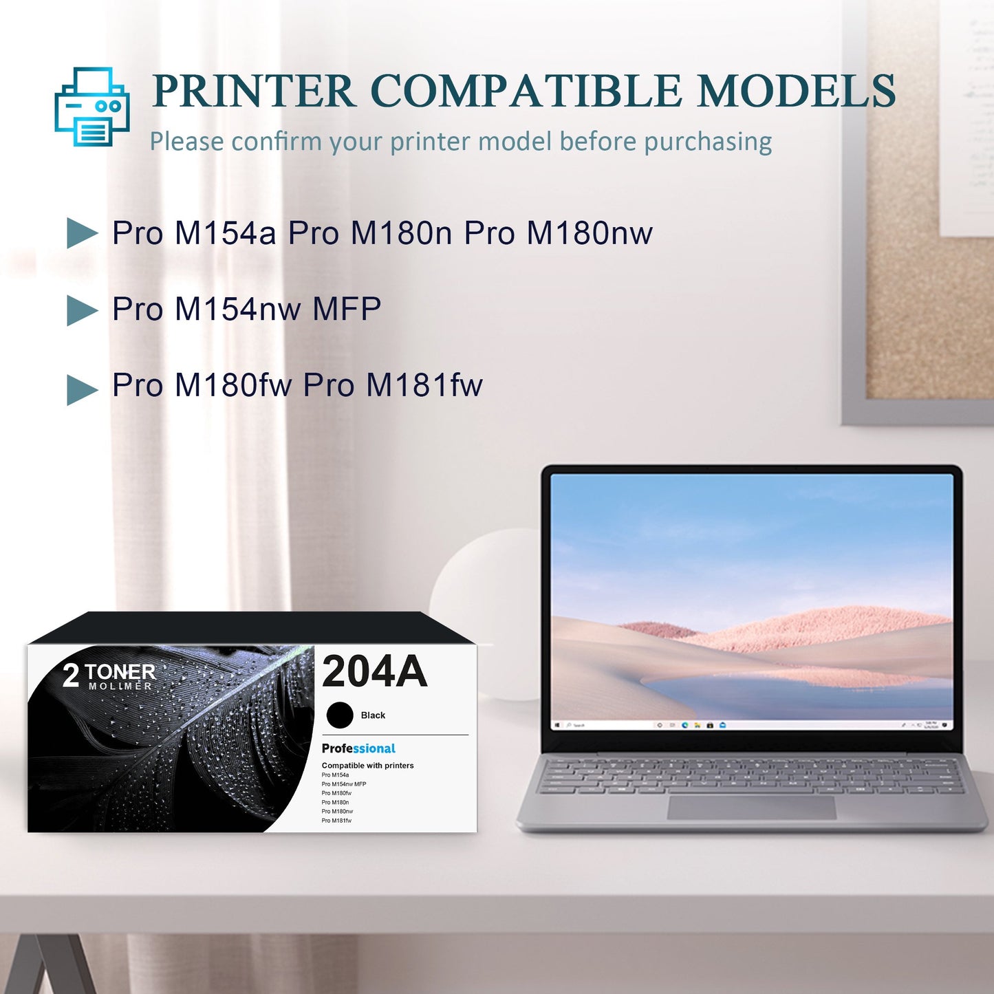 204A | CF510A Toner Cartridge Compatible for HP Pro M154a Printer, 2 Pack