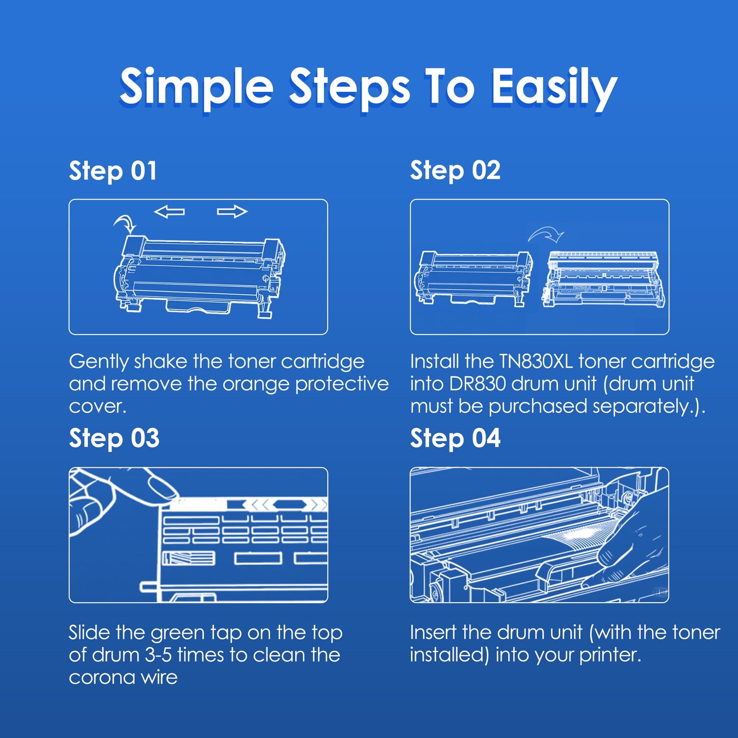 TN830XL 2 Pack Toner Cartridge for TN830XL TN830 High Yield Compatible for Brother DCP-L2640DW HL-L2460DW HL-L2480DW HL-L2400D HL-L2405W MFC-L2820DW Printer （Black）
