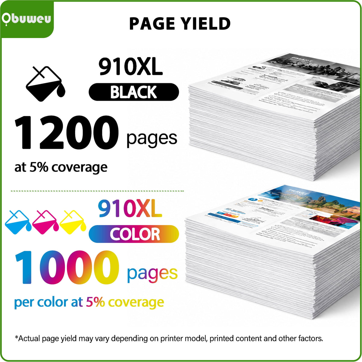 910 XL 910XL Ink Cartridges Combo Pack Compatible for HP 910 Ink Cartridges for Officejet 8010 8022e Officejet Pro 8025e 8020e Printers ( 4 Pack )