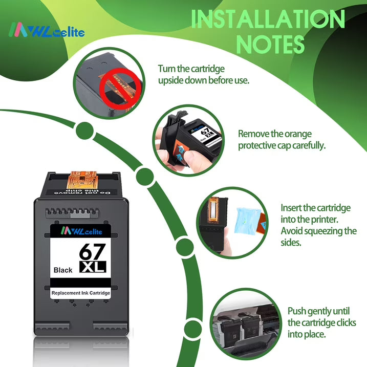 67XL Black 67 Ink Cartridge Compatible for 67 XL Ink Cartridges Deskjet 2778 2779 6078 6478 Envy 6020e 6022e 6030e (1 Pack)